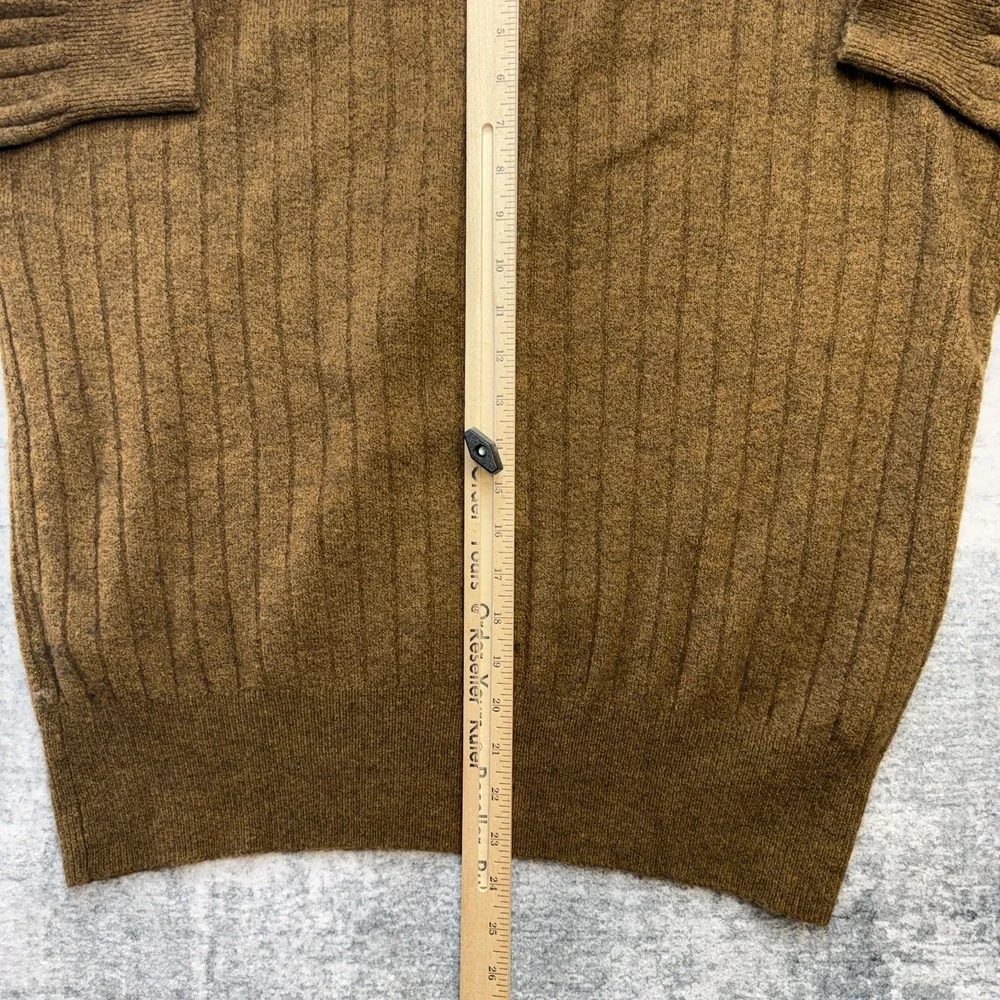 Madewell Sweater Women Medium Brown Drab Bowden Henley Ribbed Merino Alpaca - Picture 8 of 10